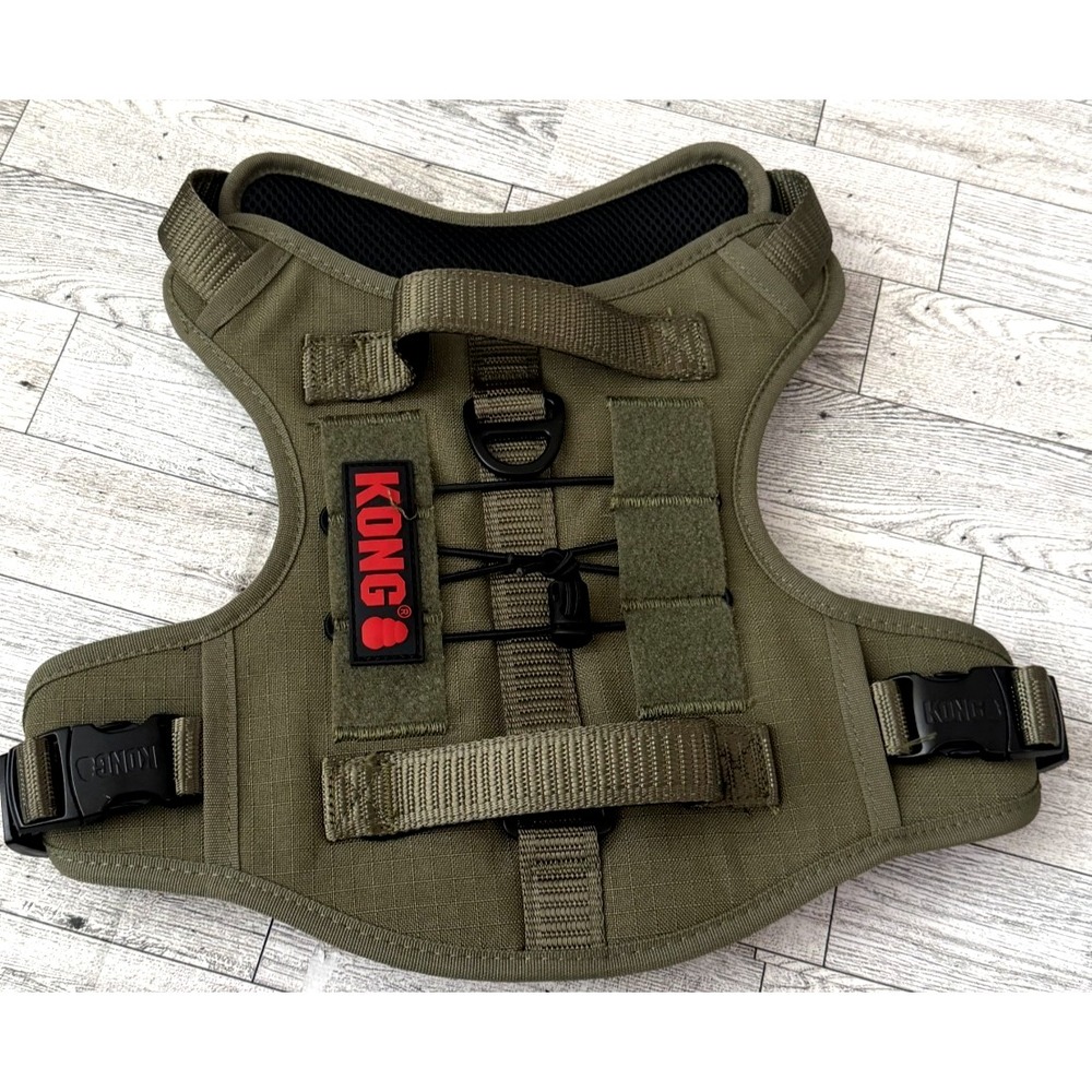 KONG Ultra Durable Tactical Dog Harness Double Handle Vest Green Medium
